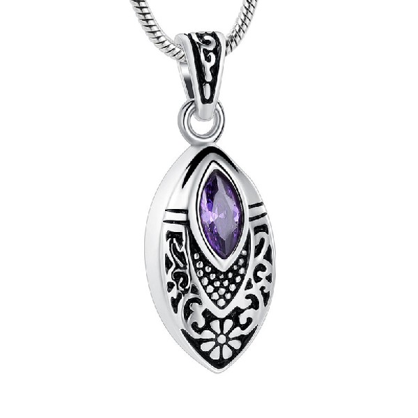 Purple Amethyst Tear Drop Urn Pendant