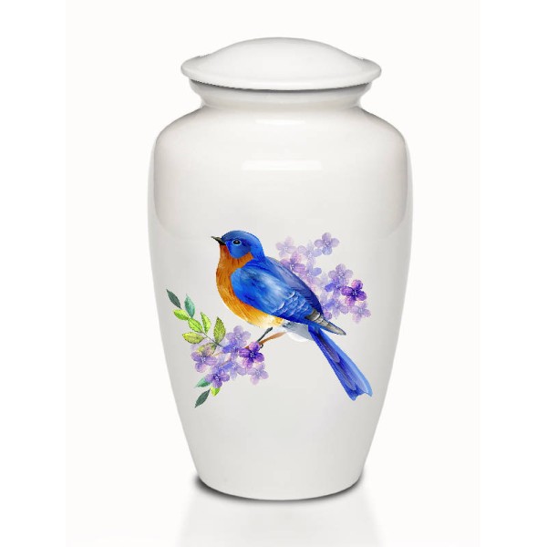 White Bluebird of Happiness Cremation Urn