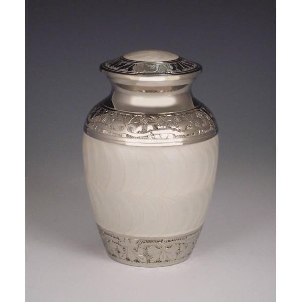 Small White Pearl Cremation Urn 