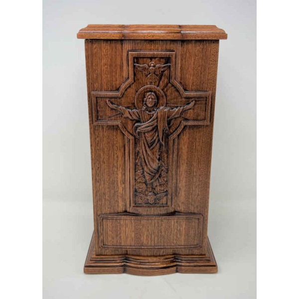 Mahogany Christ on Cross Wood Box for Ashes
