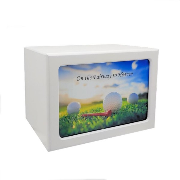 Fairway to Heaven Golf Urn Box White-Free Engraving