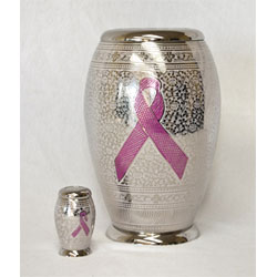 pink ribbon cremation urn