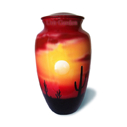 sunset in the desert cremation urn