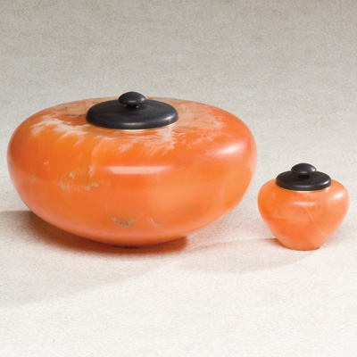 orange alabaster cremation urn